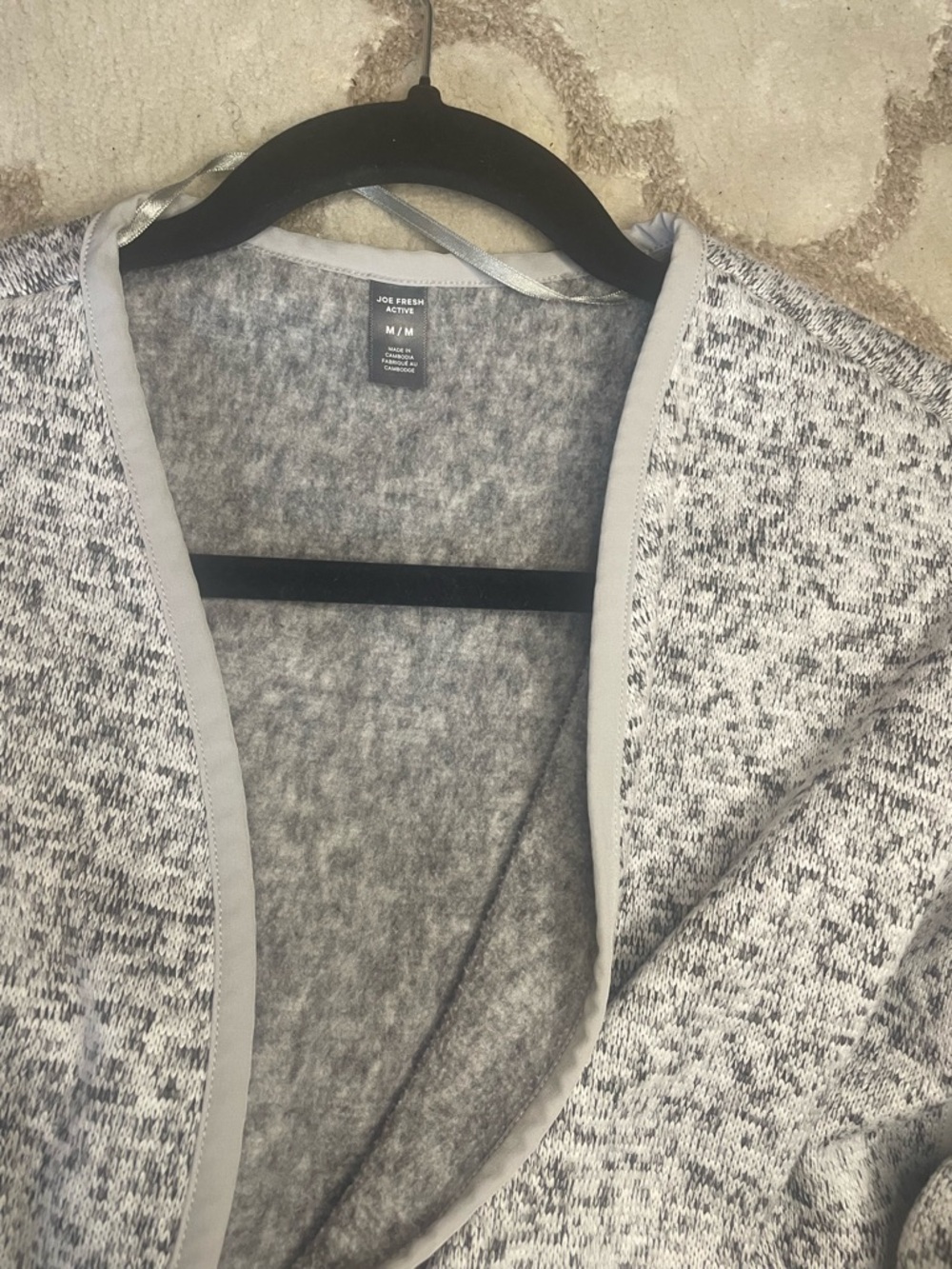 Joe Fresh Gray Open-Front Knit Cardigan with Contrasting Pockets